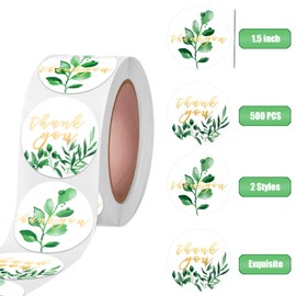 AMind4U 500pcs Thank You Stickers Roll 1.5 Inch Thank You Sticker for Packaging Small Business Envelope Seals for Gift Wrap (Style D)
