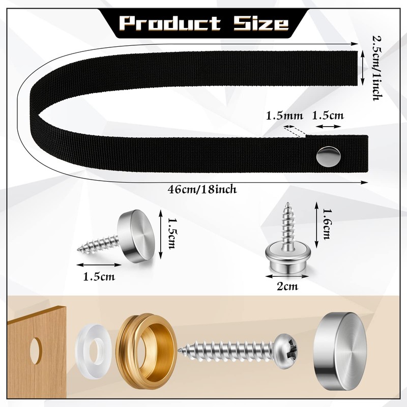 Tallew 2 Sets RV Sliding Door Straps with Button Snap