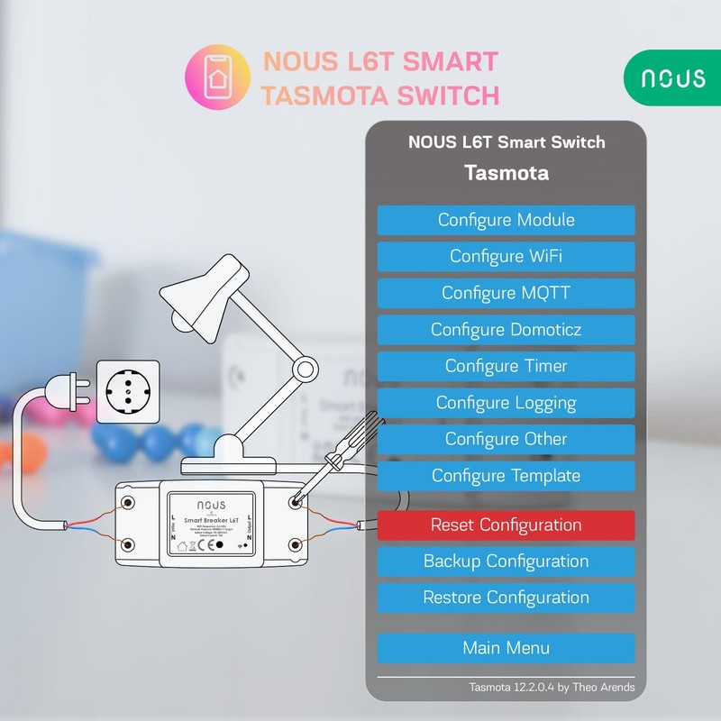 Tasmota Smart Light Switch Flush-Mounted Nous L6T - ESP8266 Smart