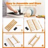 RISHTEN Bamboo Dish Drying Rack, Wooden Storage Holder Organizer for