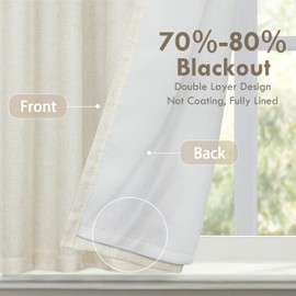 DriftAway - Cortinas opacas de lino de doble capa con aislamiento térmico totalmente forradas, sombra romana, ventana de baño, bolsillo ajustable para ventana pequeña de 39 x 55 pulgadas, lino claro