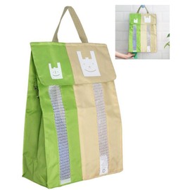Plastic Bag Stocker, Kitchen Storage, Garbage Bag Stocker, Visible Contents, Large and Small Sorting, Quick Removal, Space-Saving, Hanging, Wall Hanging, Kitchen Storage, Bag (Green)