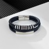SeiMios Mens Leather Bracelet 8.5" Viking Multi-Layer Braided Wristband Bangle