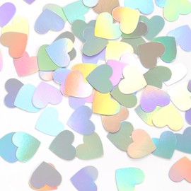 Iridescent-Disco Valentines-Day Party-Decorations Heart Confetti - 300pcs Wedding Birthday Dining Table Centerpiece,Bachelorette Baby Bridal Shower Engagement Holographic Decor Lasting Surprise