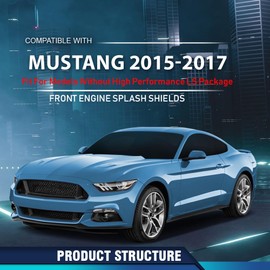 PIT66 Front Engine Splash Shield Compatible with Ford Mustang EcoBoost GT Premium V6 2015-2017 FR3Z17626B, FO1228144 Black PP