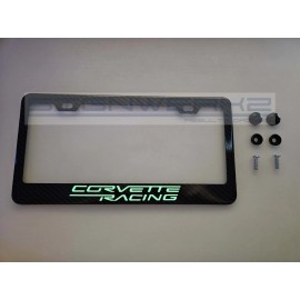 SIGNWERKZ Glowing Corvette Racing Carbon Fiber Printed Stainless Steel license Plate Frame