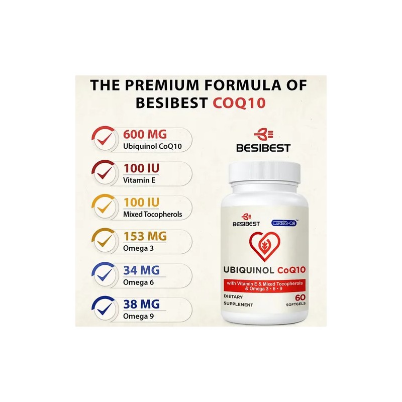Besibest Ubiquinol Coq10 600 Mg Softgels Omega 3-6-9