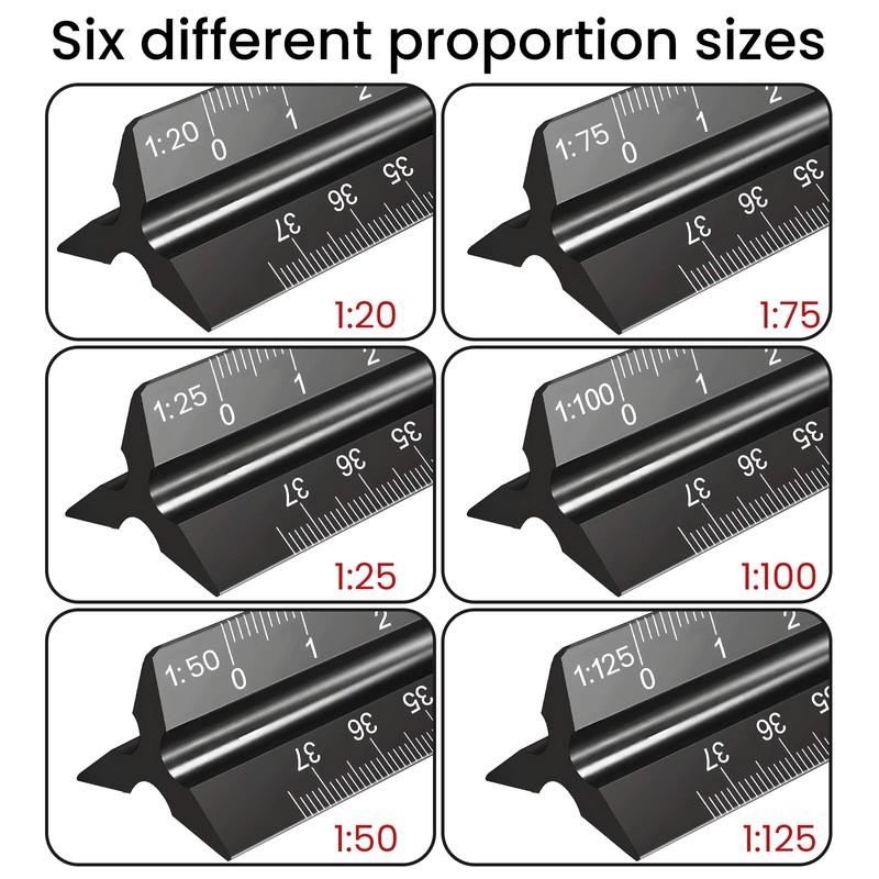 GALAMAX Architectural Scale Ruler, Aluminum Triangular Scale Ruler Standard Metric