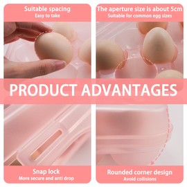 VolksRose Portable Chicken Egg Storage Box, Stackable Egg Holder Container with Lid, Egg Organizer Tray Display for 18 Eggs, Egg Dispenser Basket for Refrigerator Camping Picnic Hiking Travel Outdoor