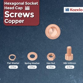 Kozelo 8pcs M6 Socket Head Cap Screws Bolts Nuts Assortment Kit - [M6-1x10mm] Red Copper Fully Threaded Hex Screw for 3D Printer Use