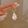 Aishgjia Cute Simple Seashell Conch Pearl Dangle Earrings Summer Beach