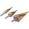 3Pcs Hex Shank Step Drill Bit High Speed Steel Sturdy