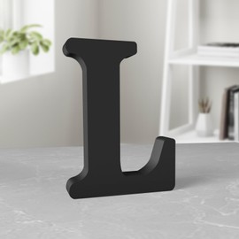 Aruatu 8 Inch Black Wood Letters Unfinished Wood Letter for Wall Decor Decorative Standing Letter Large Letters for Wall Decoration for Craft Home Party Projects (L)