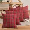 FATCAT Set of 4 Scottish Decorative Cushion Covers, RedTartan Check