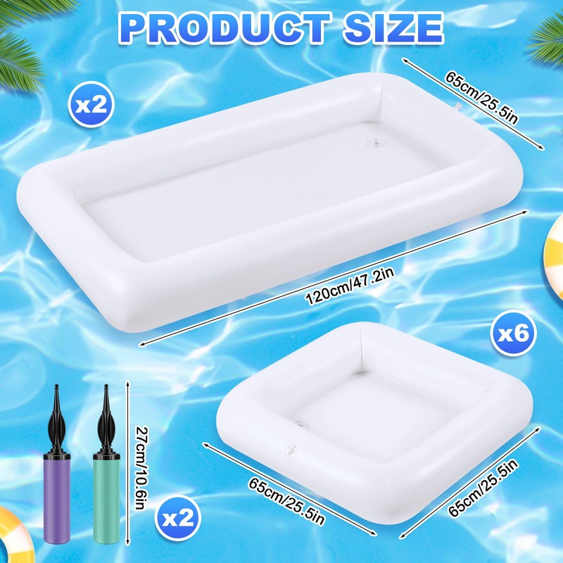 Leitee 8 Pack Inflatable Ice Serving Bars for Food, Table