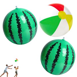 3 Pcs Beach Balls Inflatable, Beach Toys Inflatable Pool Toys For Summer Water Games Kids Birthday Party Supplies Combo Set