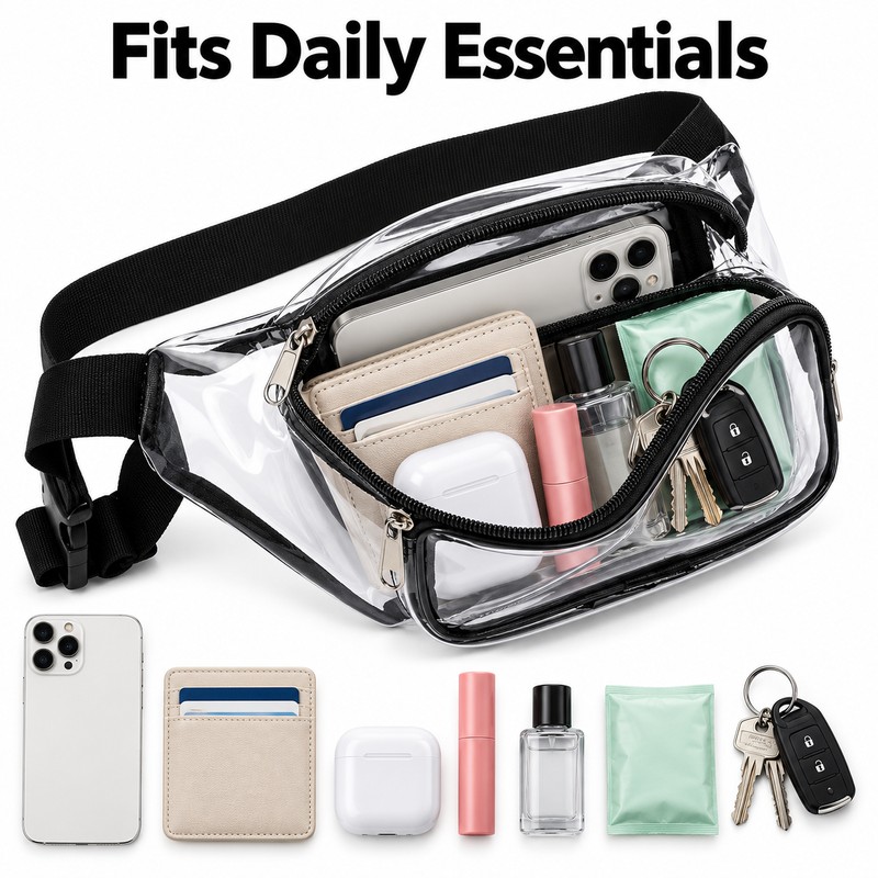Transparent Waist Bag Clear Sling Belt Bag – PVC Crossbody