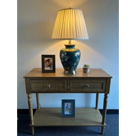 Enjoy Ceramic Table Lamp Dark Green Feather H27*W16 Inch