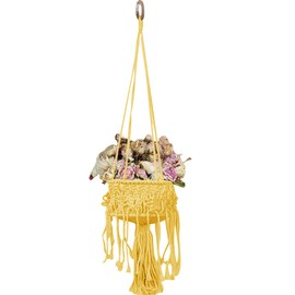 Kelendle Macrame Plant Hangers with Tassels Indoor Hanging Planters Basket Handmade Cotton Rope Flower Pots Holder Stand Boho Home Decor Outdoor Decorations Round Yellow