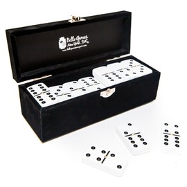 New York's Garment District Double Six White Professional Jumbo Size Tournament Dominoes Set with Spinners