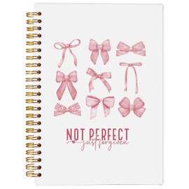 Ecezatik Pink Coquette Bow Notebook Journal, Preppy Aesthetic Journal Notebook for Note Taking Work, Christian Notebooks for Women, Preppy Stuff, Pink Office Supplies, Spiral Notebook 5.5x8.3 Inch
