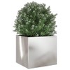 vidaXL Stainless Steel Planter 12.6"x11.8"x11.4" - Durable, Silver Rectangular Plant