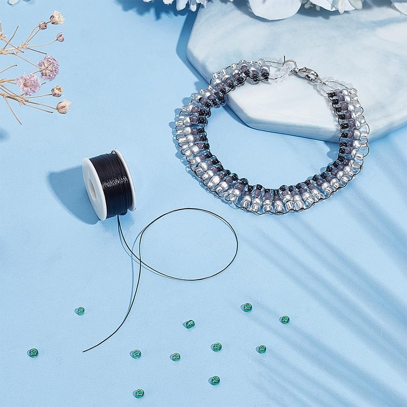 PH PandaHall 0.1mm Thread for Bracelets Beading Cord Black Sewing