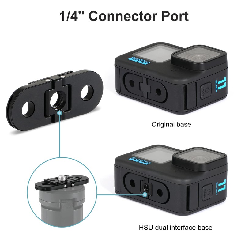 HSU Tripod Mount Adapter for GoPro, Folding Finger with 1/4