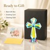 Zerelys K9 Crystal Cross Keepsake, Rainbow Prism Christian Gift