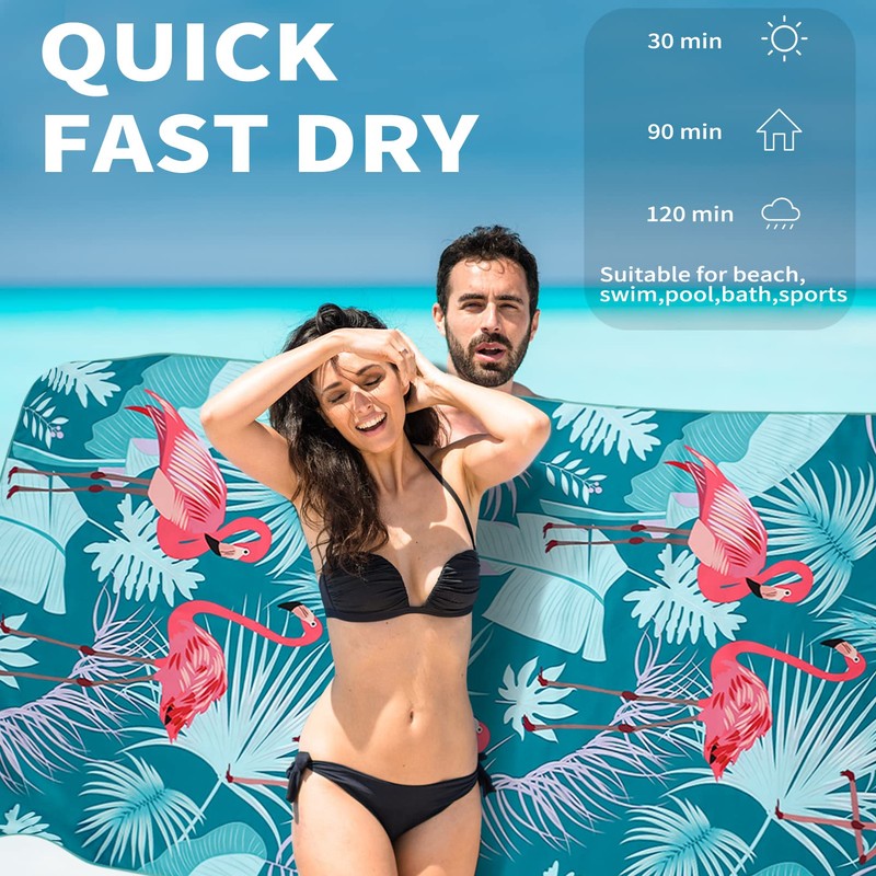 2 Pack Lightweight Thin Beach Towel Oversized 71"x32" Big Extra