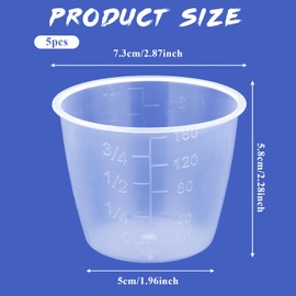5PCS 160 ml Rice Measuring Cup, Plastic Transparent Rice Measuring Cup, Clear Rice Cooker Cup, Small Laundry Measuring Cup, Rice Cup Replacement for Rice and Dry Liquid Ingredient Measuring