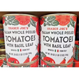 Trader Joe's Italian Whole Peeled Tomatoes with Basil Leaf 28oz 794g (2 Cans)