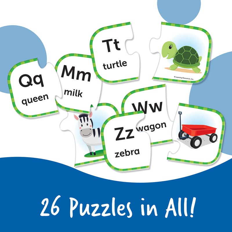 Learning Resources ABC Puzzle Cards, Kindergarten Readiness, Self Correcting Puzzles,