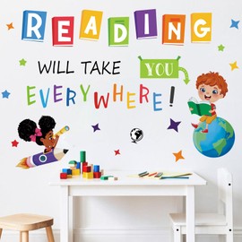 decalmile Reading Corner Wall Decals Educational Reading Will Take You Everywhere Inspirational Quote Wall Stickers Reading Room Classroom Study Room Wall Decor
