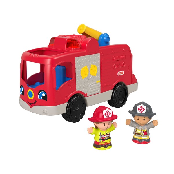 Fisher-Price Le Camion de Pompiers Little People (version multilingue), Camion de Pompiers musical avec figurines, Jouet Enfant, Dès 1 an, HJN38