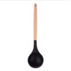 Silicone Soup Ladle - with Wooden Handle, Non-Stick Cookware Heat