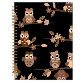 ZHIZHEND Spiral Journal Notebook,A5 Hardcover Lined Journals for Women Girl 6 x 8.3 in,120 Pages Thick Paper,Cute College Ruled Writing Notebook for Gifts Office Work School(Cute Brown Cartoon Owls)