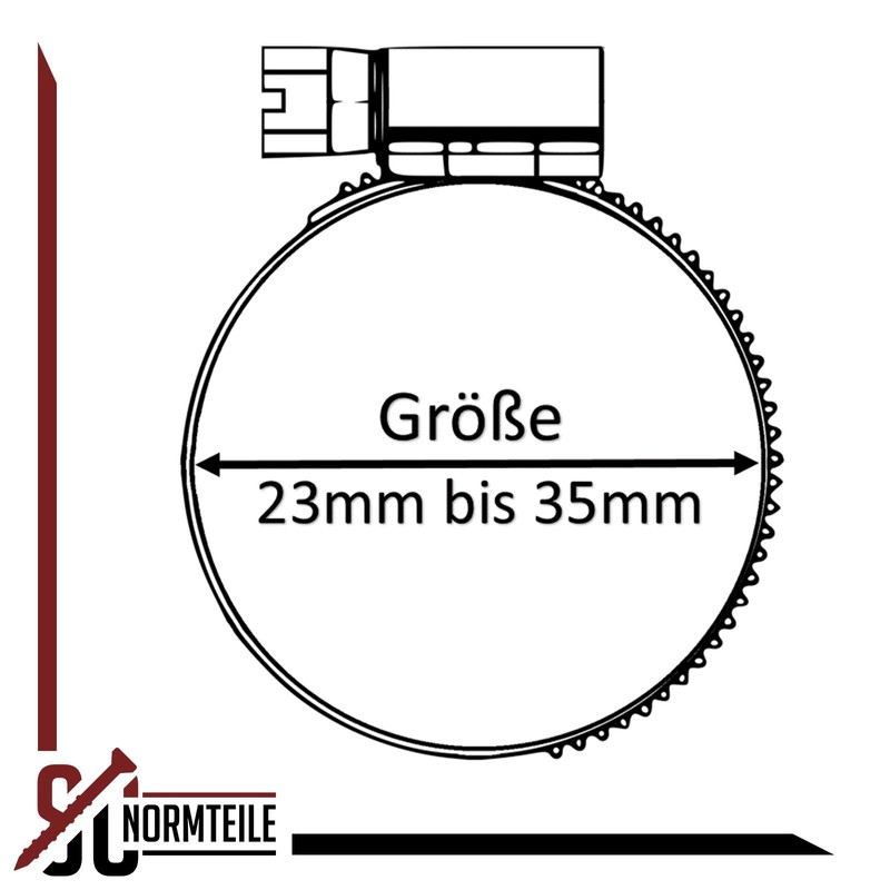 SC-Normteile Pack of 10 hose clamps with worm drive, width