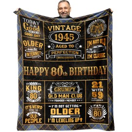 80th Birthday Gifts for Men, 80 Year Old Man Gifts, Birthday Gifts for 80 Year Olds, Gifts for an 80-Year-Old Man, Gifts for 80 Year Old Man's Birthday, 1945 Birthday Gifts for Men Blanket 60" x 50"