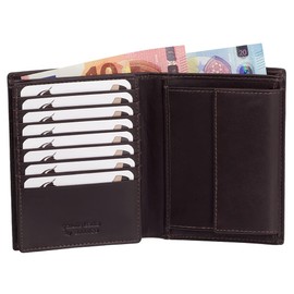 Men's Leather Wallet with Space for Over 16 Cards Various Colours, brown