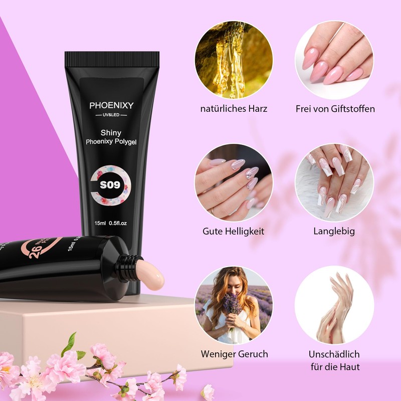 Phoenixy Poly Nail Starter Set 6 Colours Poly Nail Extension