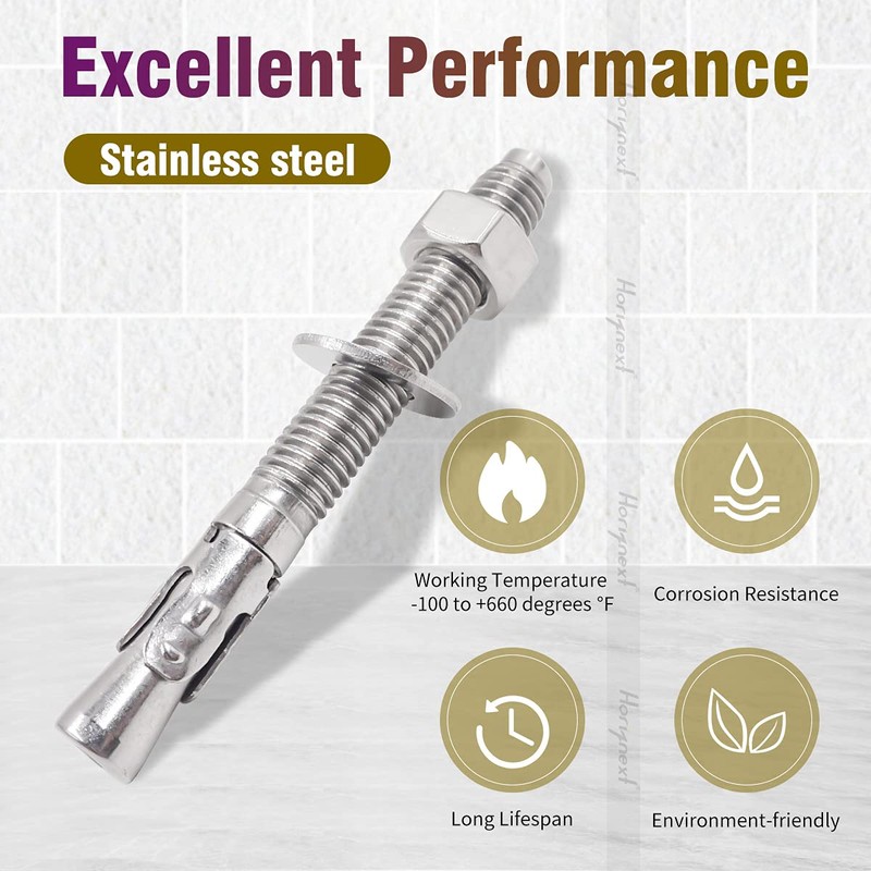 Horiznext 1/2 Concrete Anchors, 1/2 Stainless Steel Wedge Anchors for