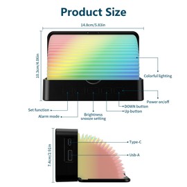 GlasFlength Digital Alarm Clock, RGB Coloured Alarm Clock Children with Night Light, Dimmable Alarm Clock with Snooze, Voice Control Function, Temperature Display, LED Digital Clock for Boys Girls