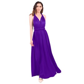 Women's Transformer Convertible Multi Way Wrap Long Prom Maxi Dress Halter V-Neck Wedding Bridesmaid Formal Evening Party Dress Casual Spaghetti Strap Criss Cross Backless Cocktail Gown Purple M