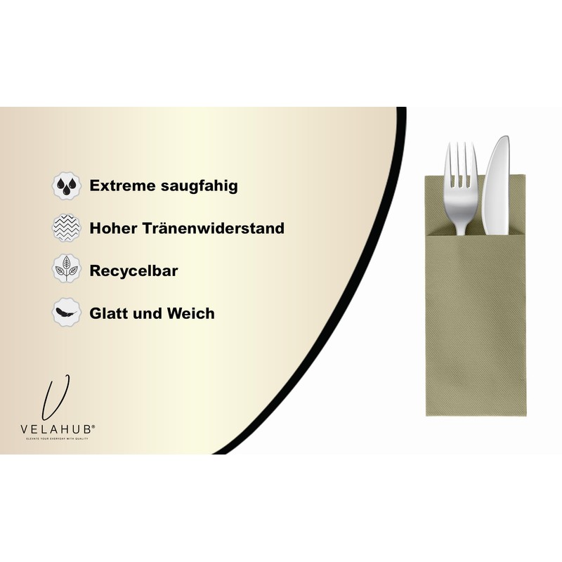 VelaHub Soft Point 50 Cutlery Napkins, High-Quality Disposable Napkins, 32