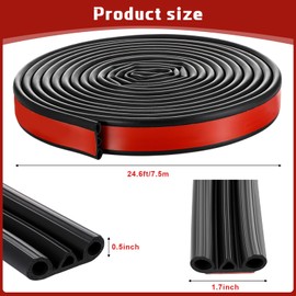 Joyfolk 24.6ft Truck Tonneau Cover Seal Truck Topper Seal with Triple Hole Camper Shell Seals Rubber Weather Stripping Universal Automotive Tailgate Trucks Canopy Kit Replacement Part Accessories