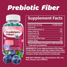 Prebiotic Fiber Supplement Gummies, Gut Health & Digestive | 5g Beet Fos Fiber- For Adults & Kids-Zero Sugar Added, Vegan, Gluten-Free -90 Count