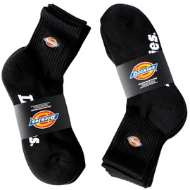 Dickies Embroidered Logo Bottom Pile Crew Socks, 3-Piece Socks, Mid-Length Socks, 3-Pack (3-Pack) <Embroidered Logo, Black 3 Pair Set