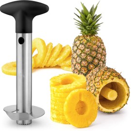 Pineapple Cutter, Pineapple Corer with Food Grade Stainless Steel Blade and ABS Grip, Pineapple Peeler, Black, 24CM