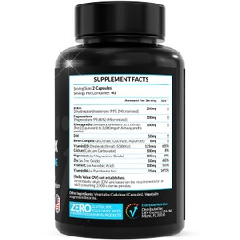 DHEA Micronized 200mg Complex with Pregnenolone 100mg Supplement for Men & Women with Ashwagandha, DIM, Magnesium, Boron, Calcium , Zinc, Vitamin D3, C and B6 Hormone Support - Made in USA 90 Capsules